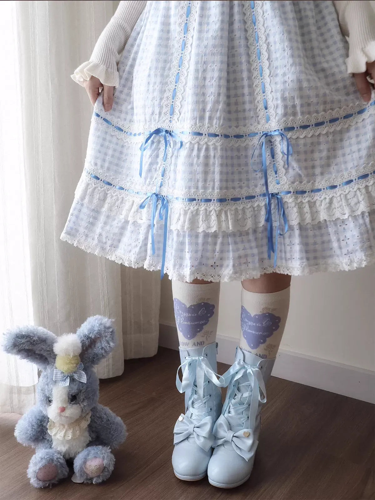 Sheep Puff - Snowy Mochi - Kawaii Lolita Winter Boots, Detachable Fur Trim 43995:791525