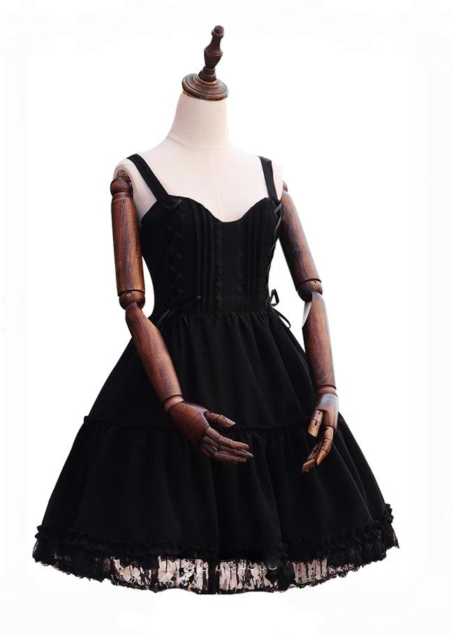 Tiny Garden - Garden Waltz - Black Elegant Lolita JSK, Knee Length Dress 44316:803940
