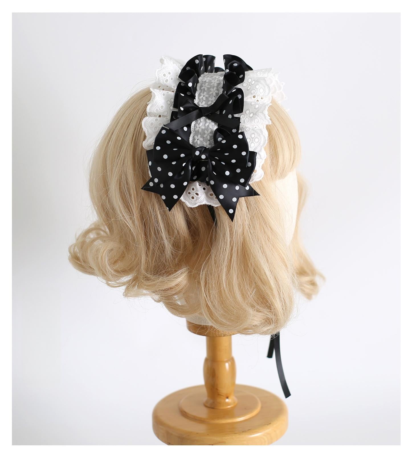 Xiaogui - Polka Dot Lolita Headdress, Detachable Bunny Ear 44136:796631
