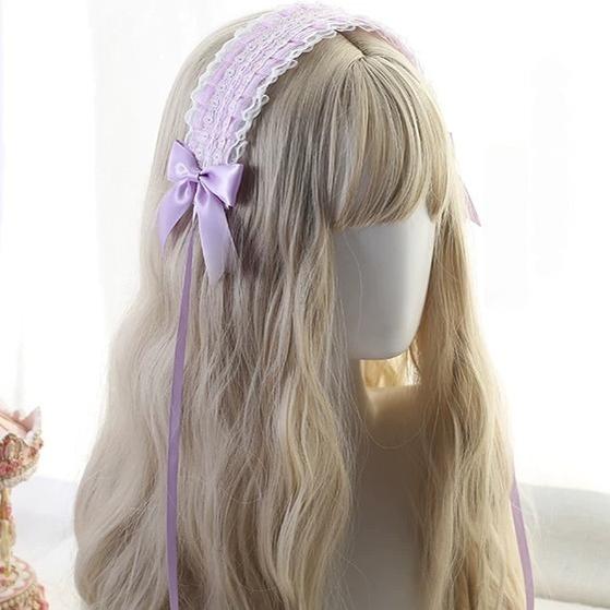 Sweet Lolita Lace Bow Headband with Clips 45829:864390