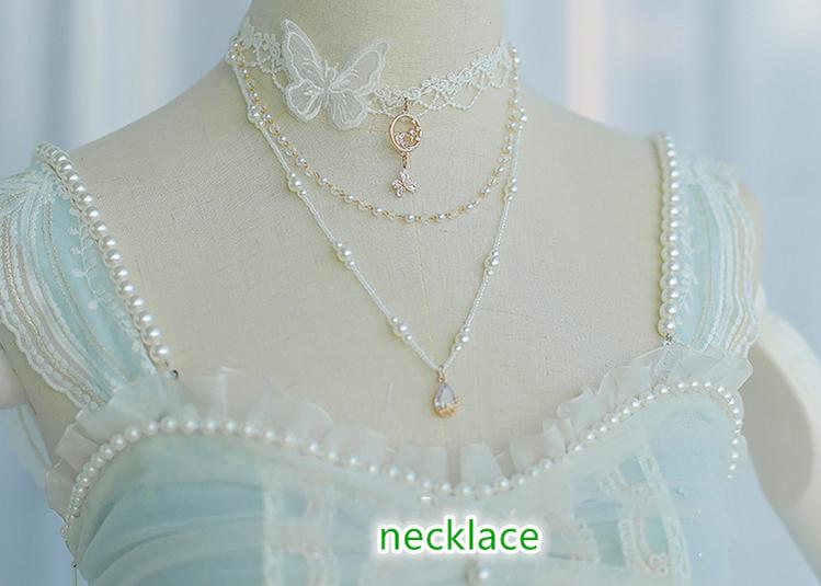 FantasyMirror - Exquisite Butterfly JSK Floral Wedding Lolita JSK Dress fress size necklace