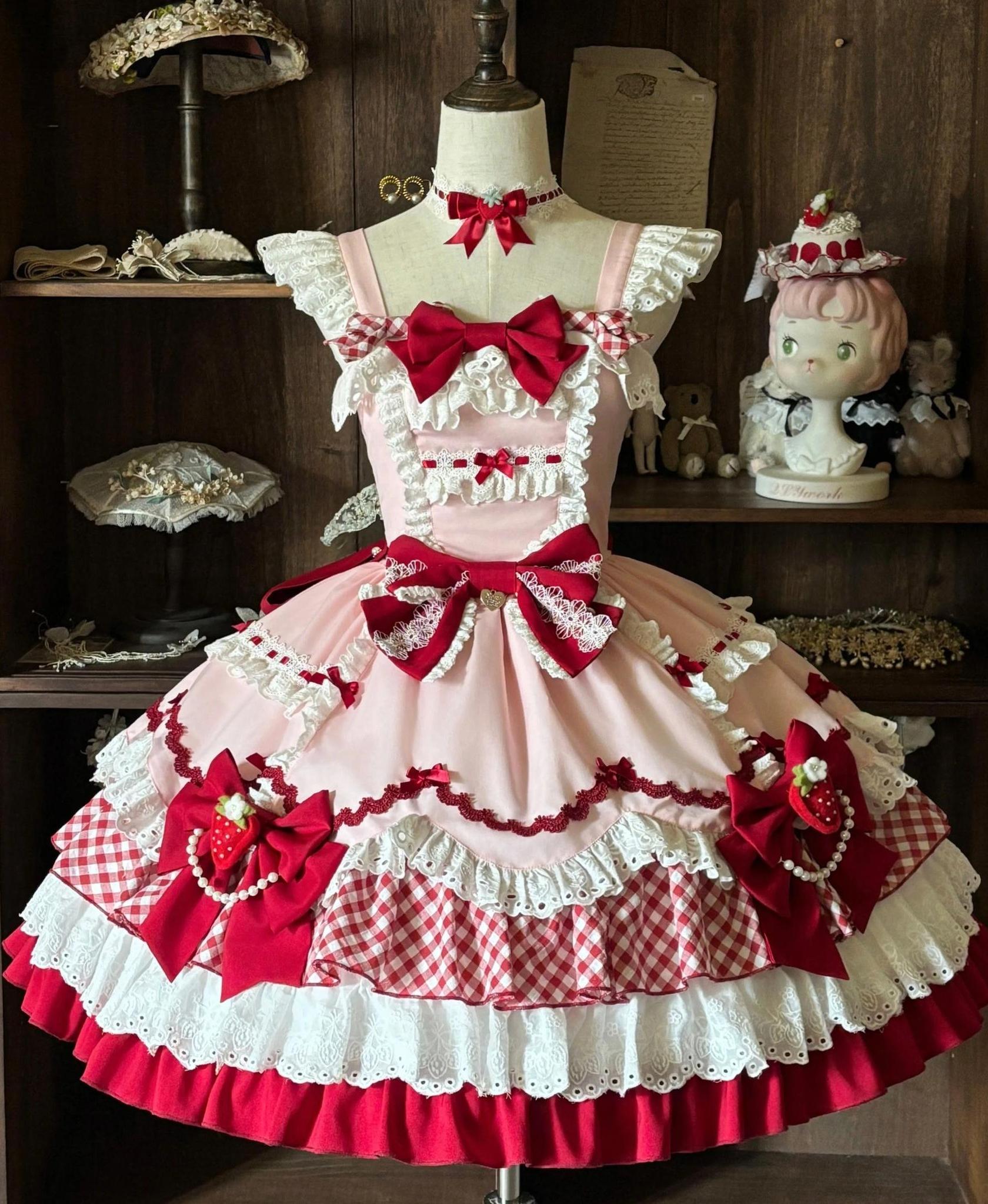 Berry Sweetheart - Sweet Lolita JSK Dress, Four Tiered Hem 44440:808057