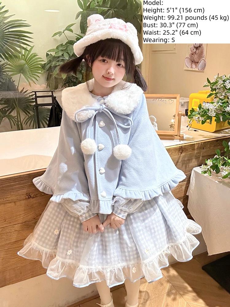 Cloudy Fluffy - Kawaii Lolita Coat, Detachable Plush Collar 44644:816883