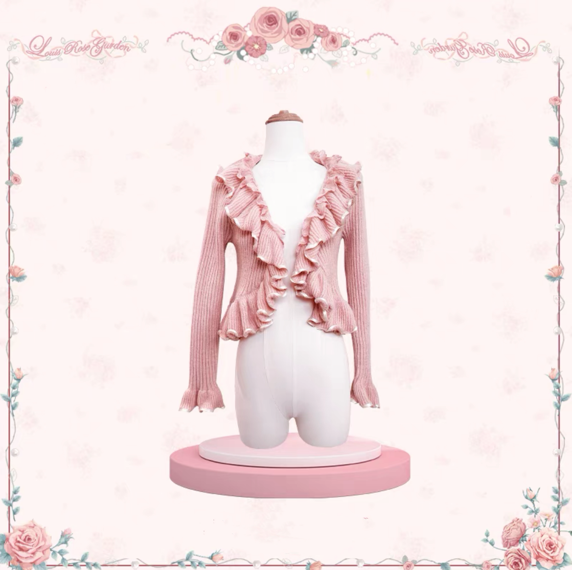 Mademoiselle Pearl~Rose Garden~Elegant Lolita Dress Bridal Floral Dress XS Cardigan (pink): Ribbon cardigan 29098:396458