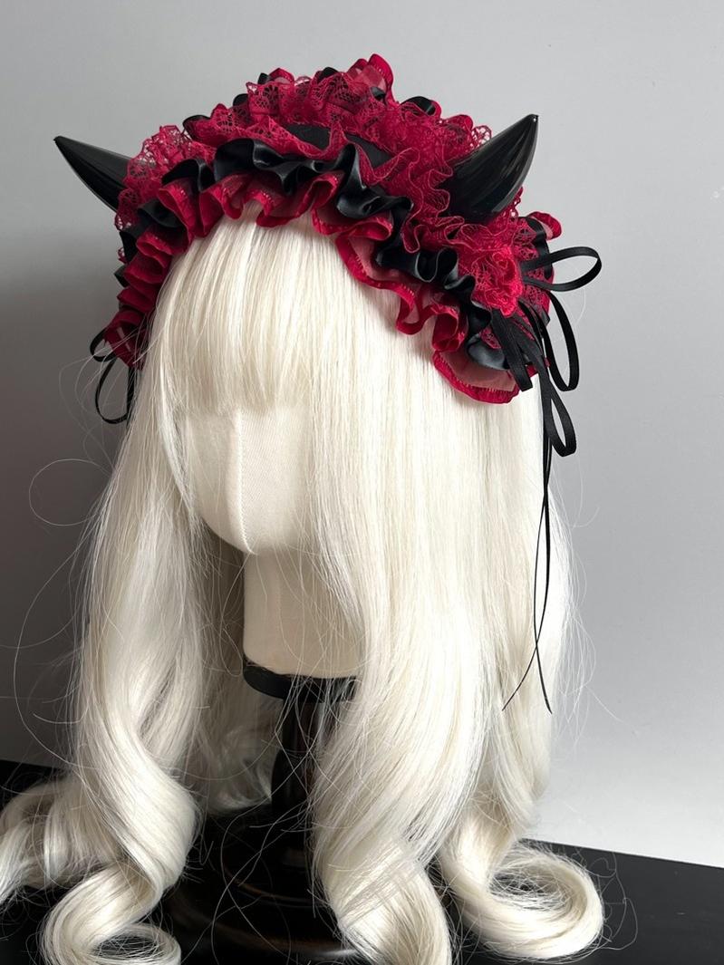 MAID - Gothic Lolita Halloween KC Devil Horn Hairband Customizable Color