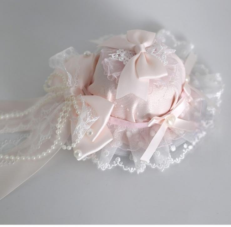 Xiaogui - Sweet Lolita Headwear Set BNT/Hat/Headband/Cuffs With Lace