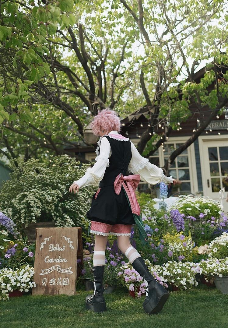 CastleToo - Candy Shop - Ouji Lolita Vest Outfit With Patchwork Design/Bow Details