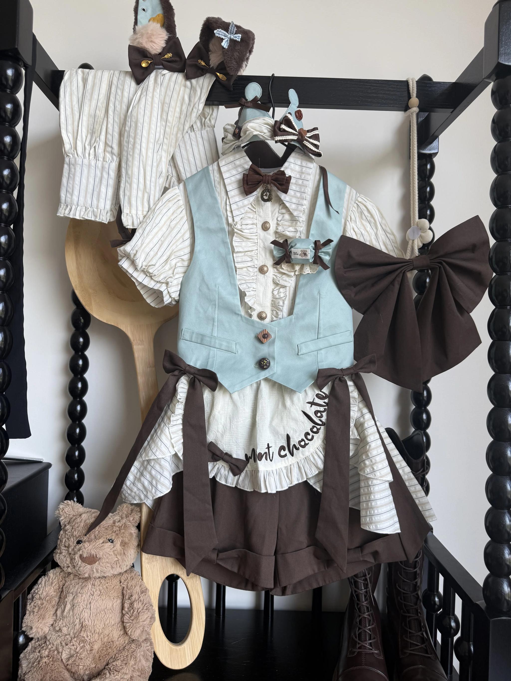 Dream Volley - Mint Chocolate Ouji Lolita Shorts or Skirt Set (2XL L M S XL) 45783:862381