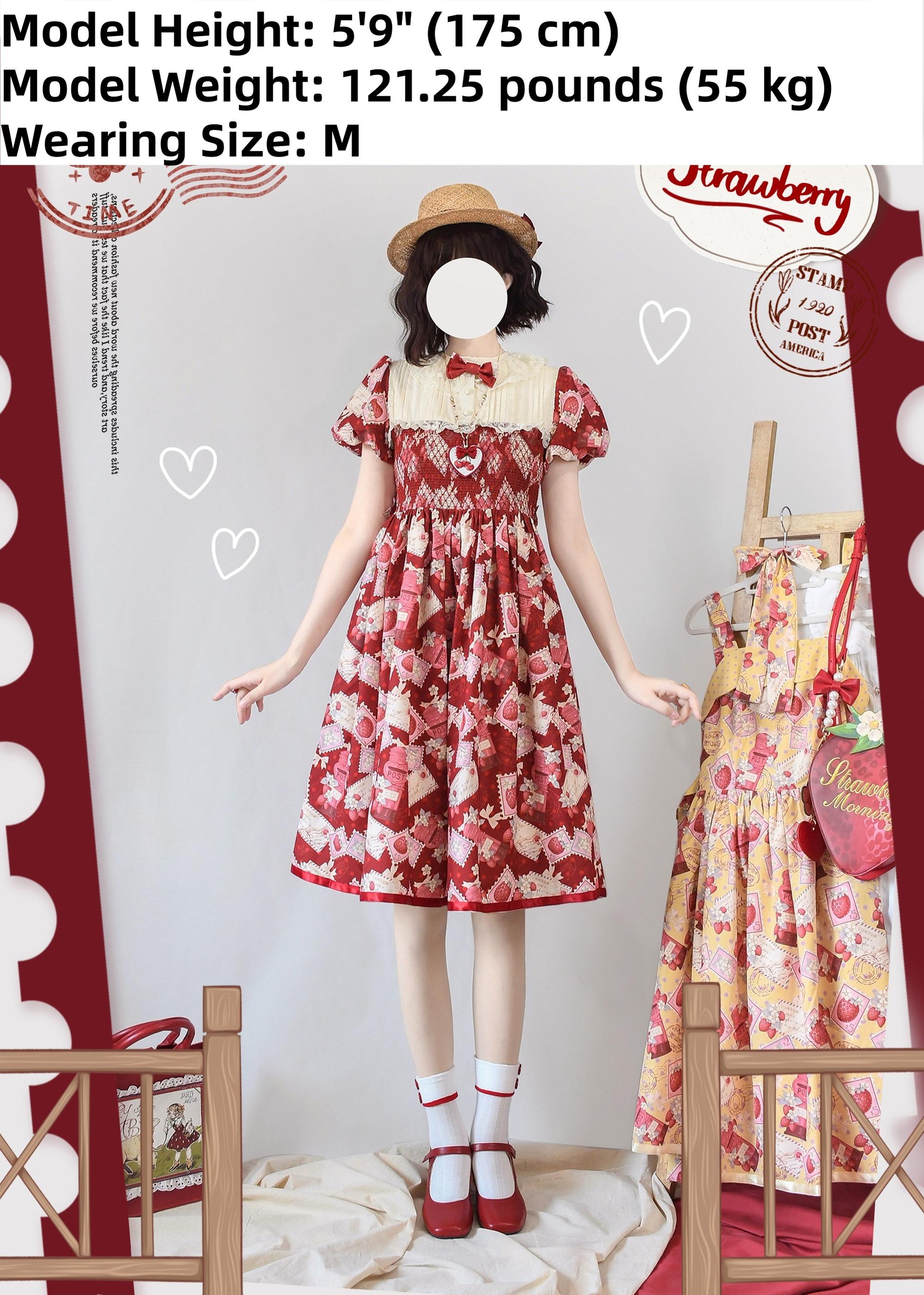 Strawberry Witch - Kawaii Lolita OP Dress, Strawberry Print 43836:786718