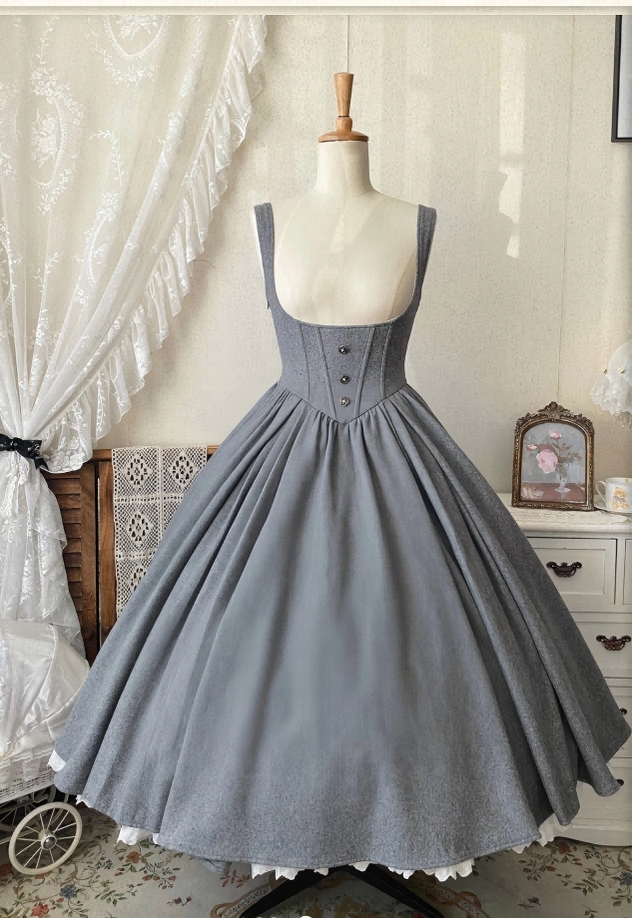 Wand Not for Your Lover - Wool Classic Lolita Bust Supporting JSK, Embroidered Shirt Bust Supporting JSK Only XS