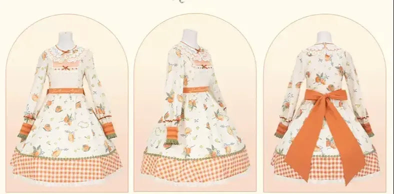 Mademoiselle Pearl~Persimmon~Autumn Persimmon Print Lolita OP JSK SK Dress 29100:396088
