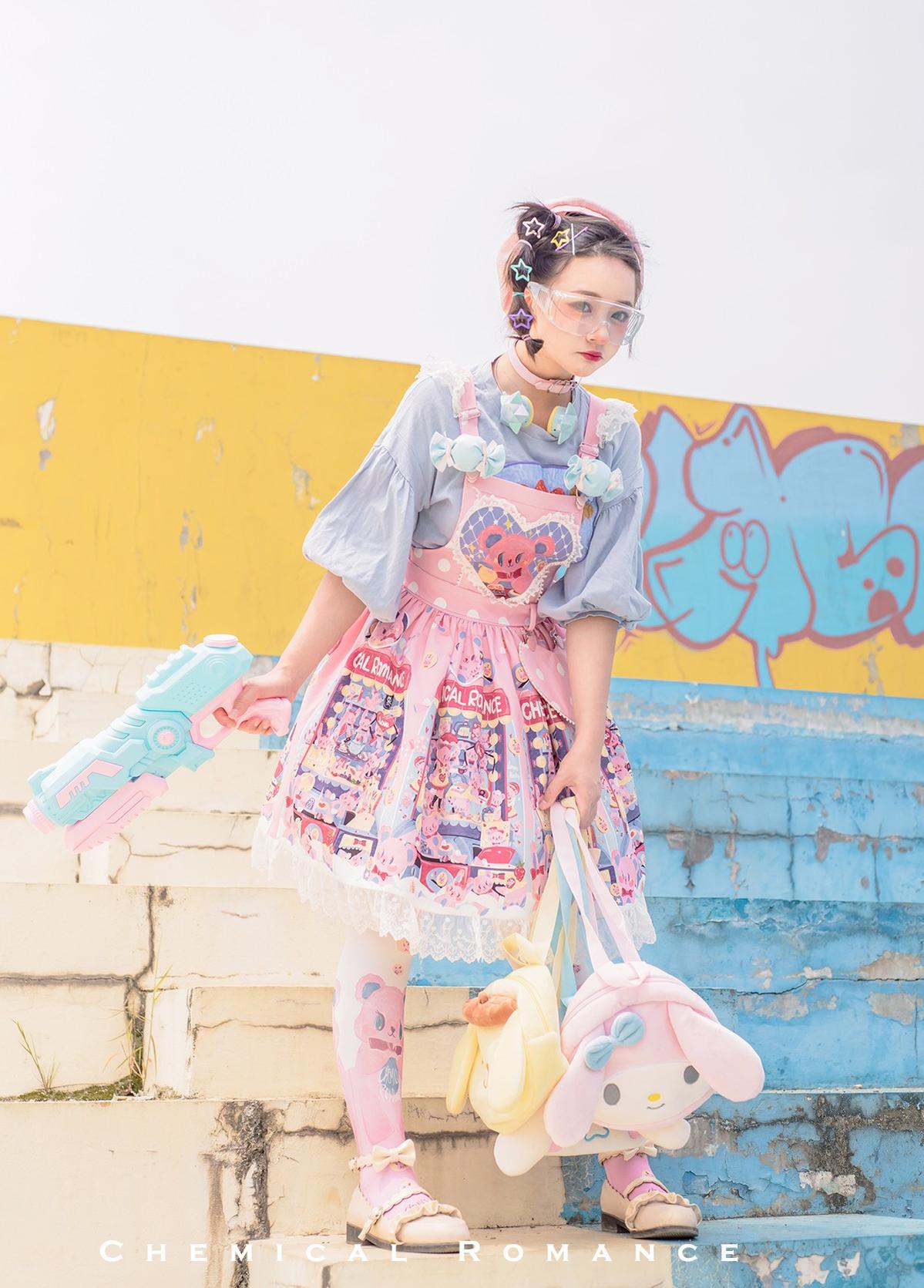 Chemical Romance - Sweetheart Doll Machine - Sweet Lolita Printed Salopette