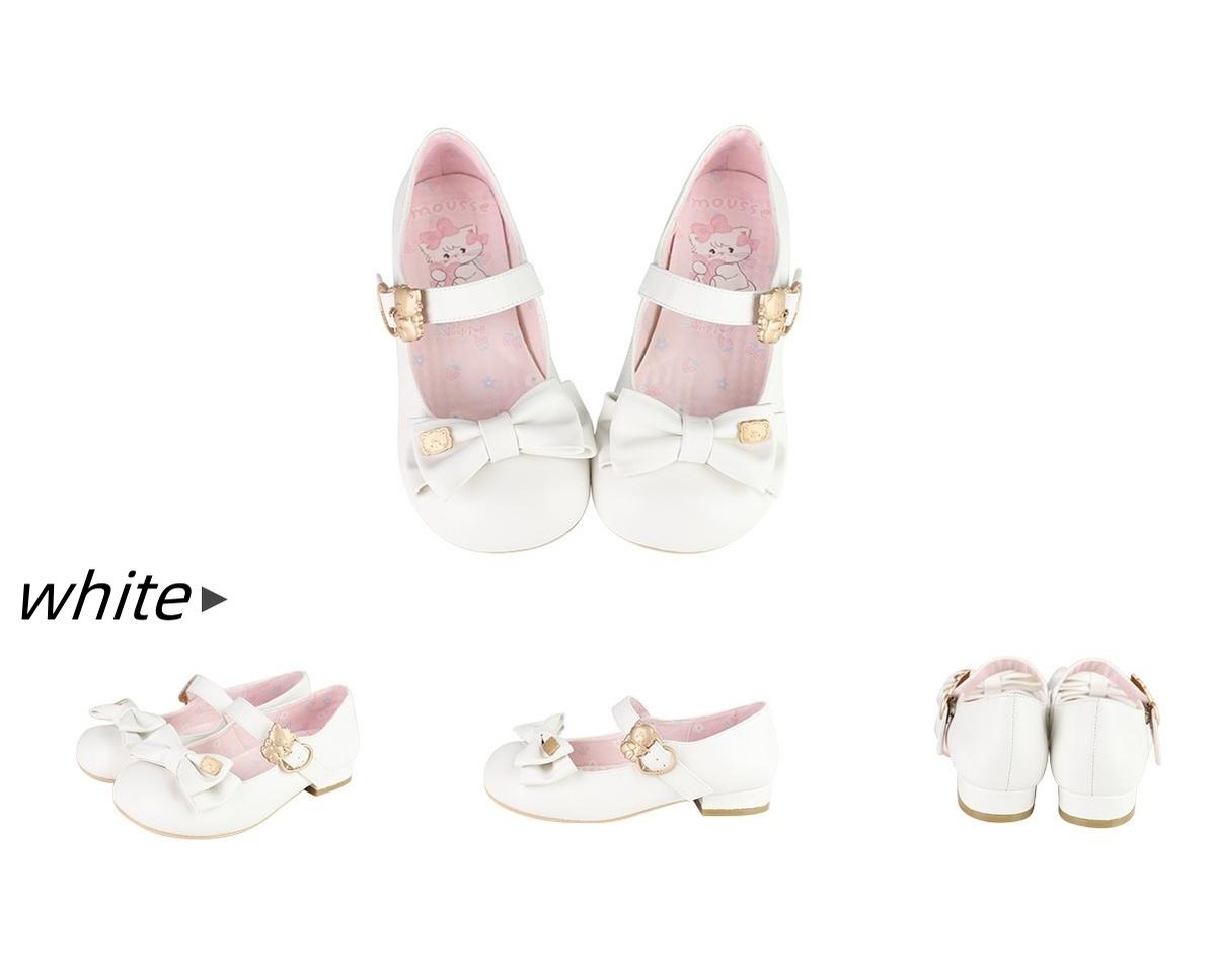 Sheep Puff - Mikko Hug - Sweet Lolita Shose Round Toe Lolitta Heels Butterfly Bow 34 White low heels