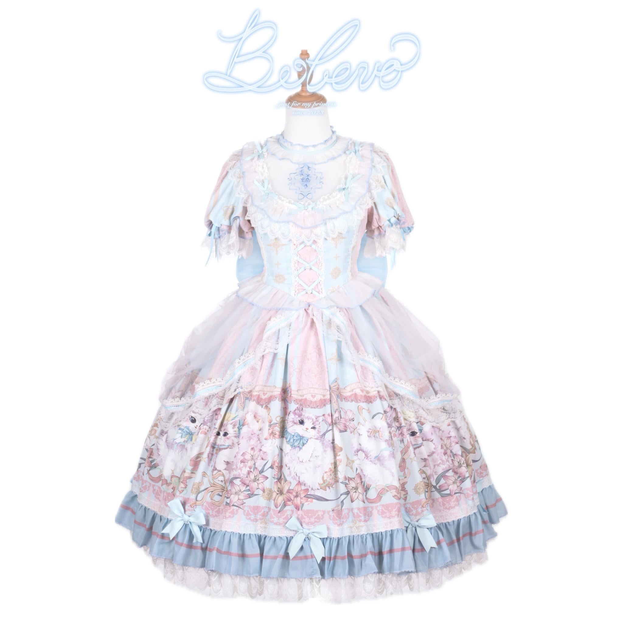 Bolero~Liliana Cat~Sweet Lolita Gorgeous OP Dress with Soft Lace & Organza (L M S XL XS) 42986:760632