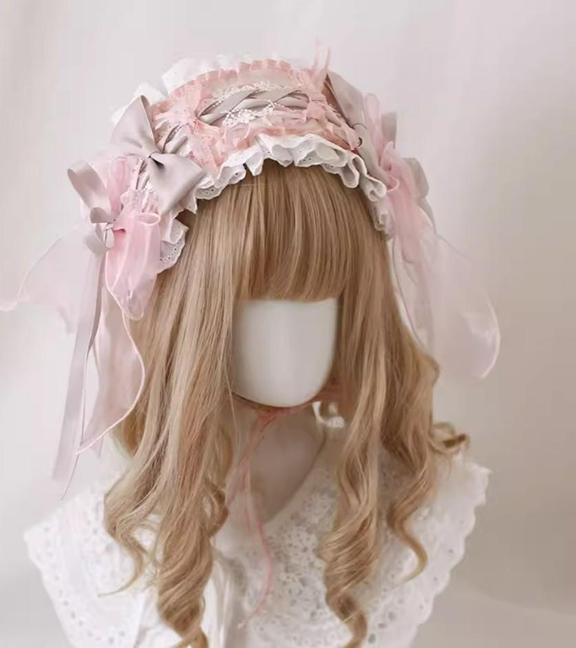 Xiaogui - Four Seasons Floral - Sweet Lolita Headdress Bow Lace KC Top Hat organza hairband