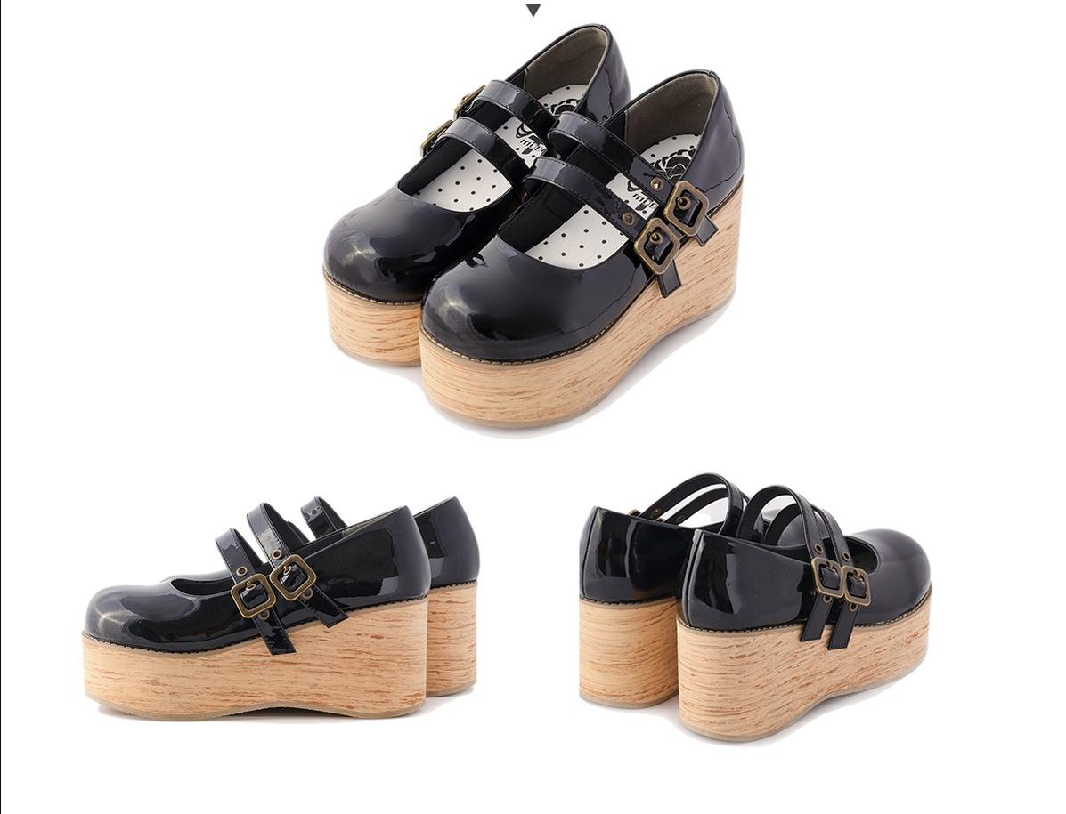 (Buy for me) MODO~Retro Lolita Round Toe Wood Bottom Shoes 22594:319884