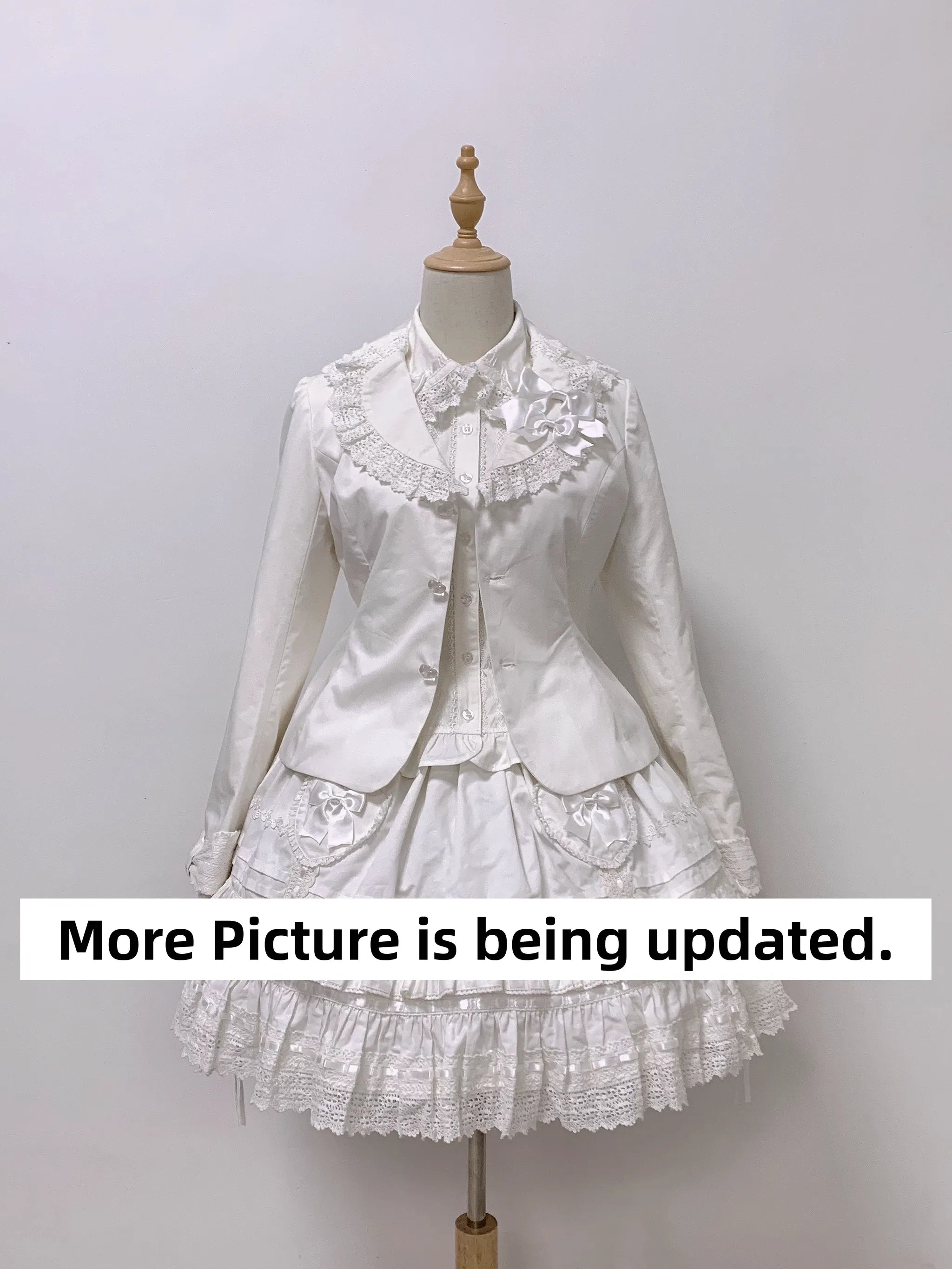 Bunny's Wish - Old School Lolita Coat, Flounce Hem Skirt Black Cotton Version Coat XS