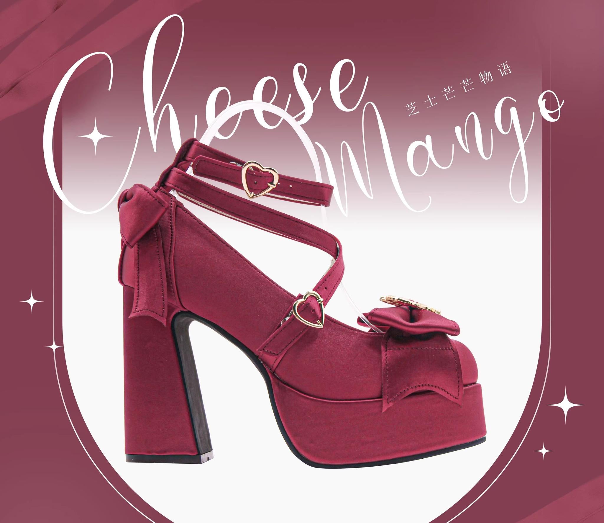 Cheesecake - Mousse Heart - Sweet Lolita High Heel Shoes Mary Jane Love Heel Shoes Red 34