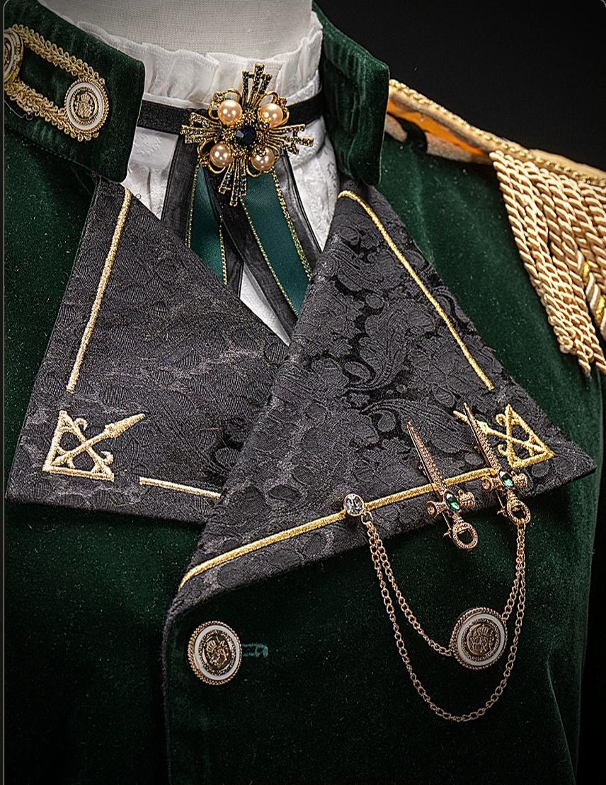 Canticle of Rites - Military Ouji Lolita Jacket & Shorts Set, Detachable Train 46053:873817