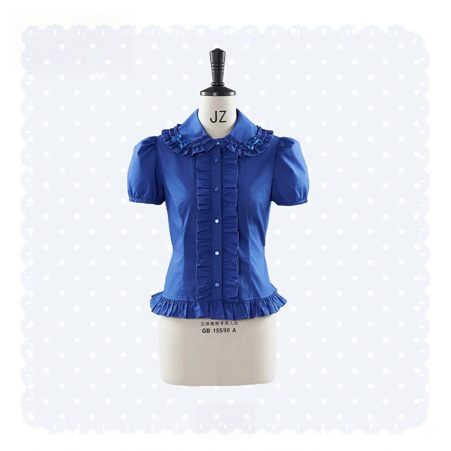 Libobo - Cotton Old School Lolita JSK Dress, Polka Dot & Floral Print (2XL L M S XL) 45878:866104