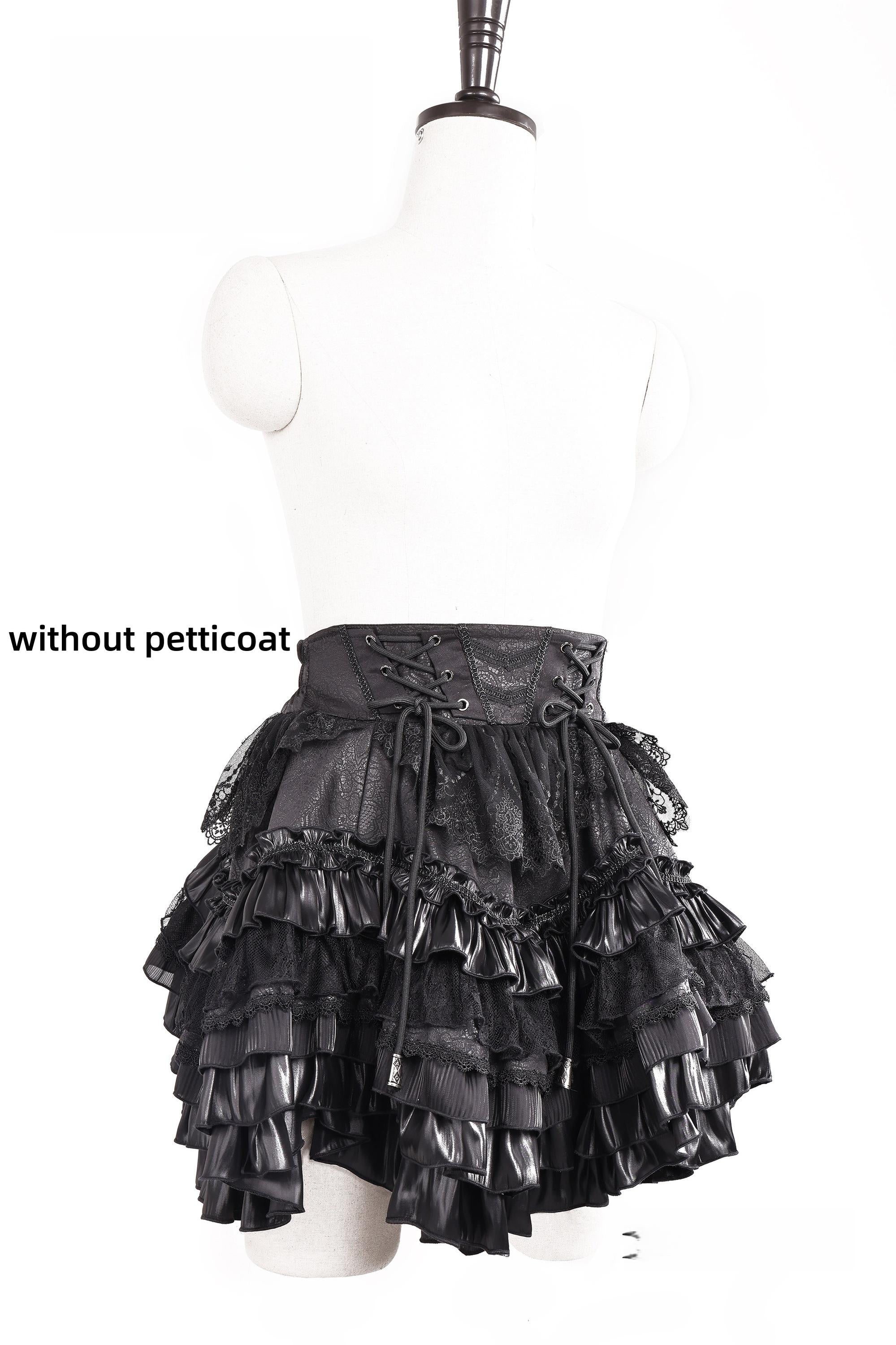 Holic - Gothic Lolita High-low Hem Vest, Tiered Hem Skirt 44877:824773