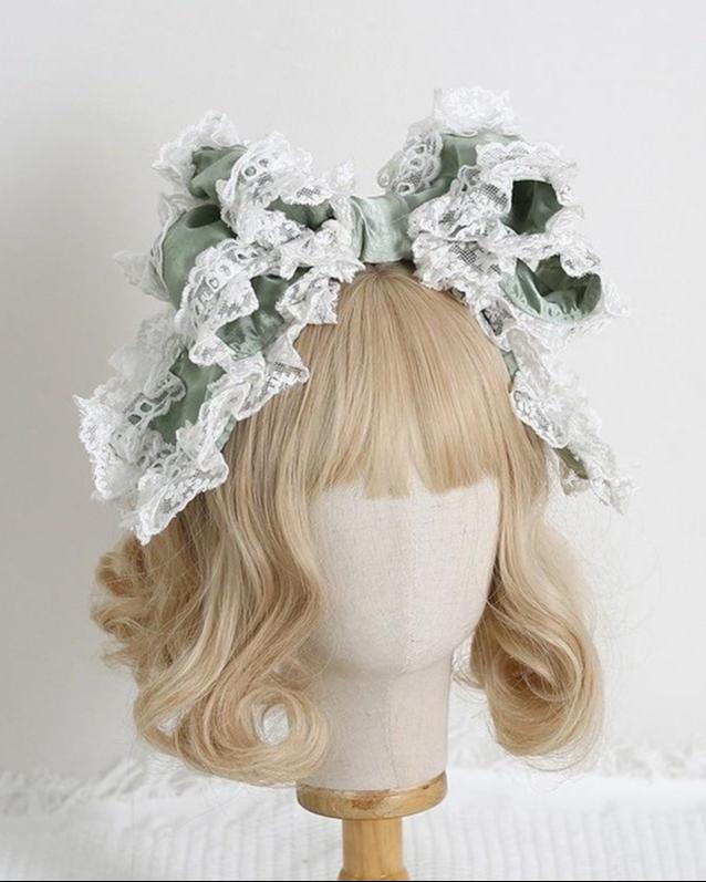 Xiaogui - Sweet Lolita KC with Large Lace Bow in Multiple Colors Grass Green