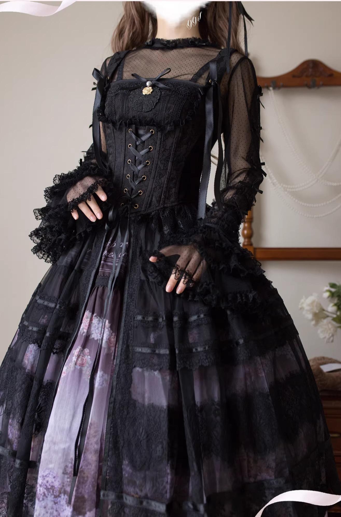 Vernal Feast - Polka Dot Lolita Blouse, Ruffled False Collar