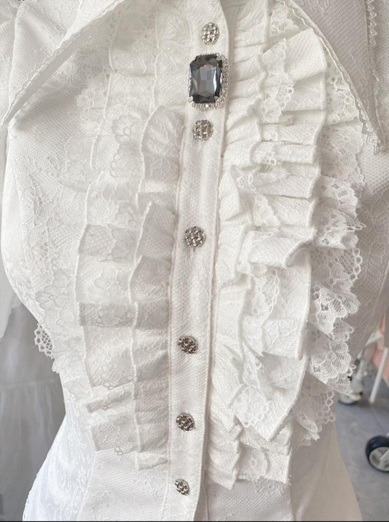 Chill Rice - Jacquard Sleeveless Ouji Lolita Blouse, Lace Accent (2XL L M S XL) 44800:822419