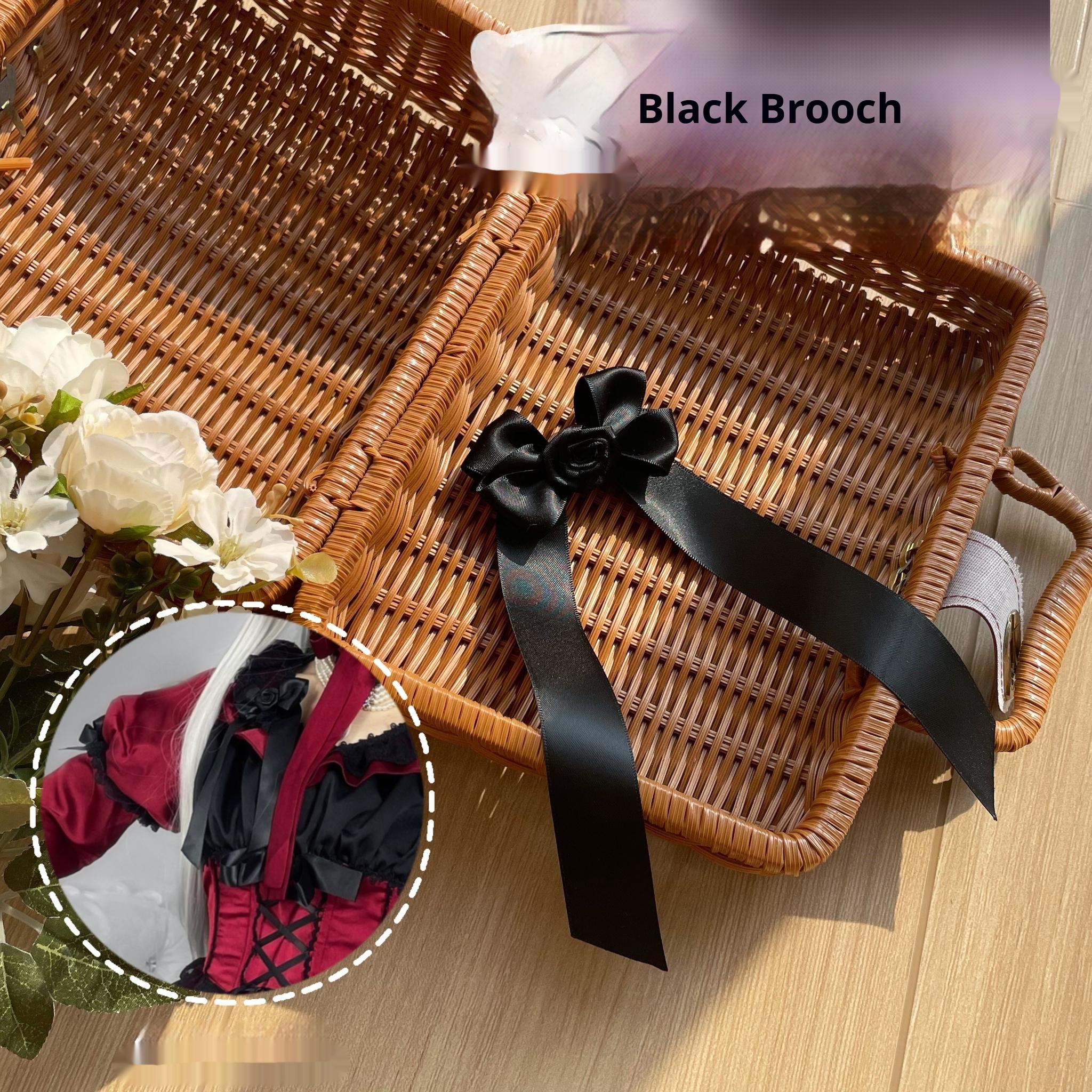 Uncle's Workshop - Stacked - Lolita Accessory Set Hairband Bow Trailing Brooch Choker Black Brooch Only