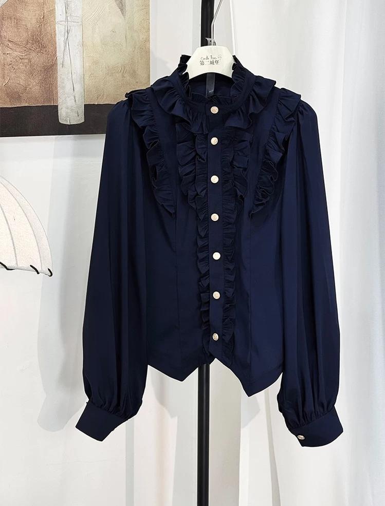 Fallen Holy Star - Ouji Lolita Ruffled Chiffon Blouse & Cape Set, Elastic Shorts 45816:863711