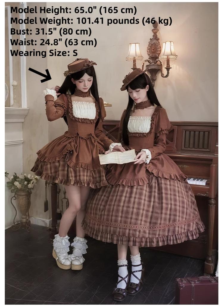 With PUJI - Oak Hymn - Classic Lolita Plaid OP Suit, Side Zipper 43924:791292