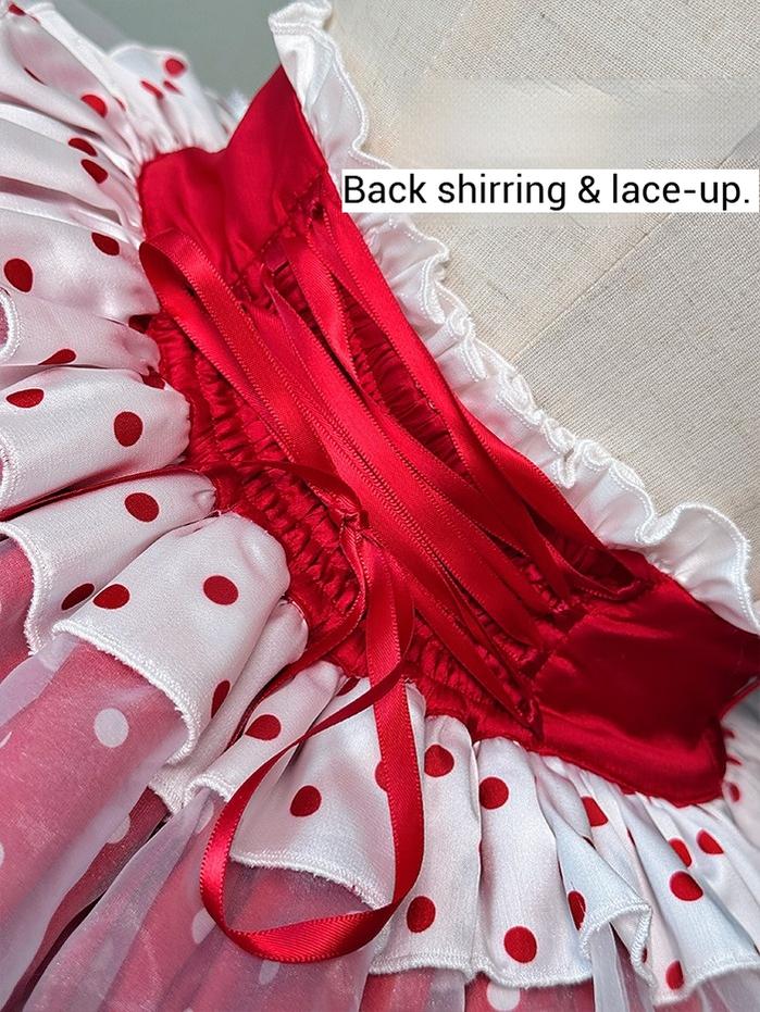 Shuang Sheng Xiao Xiong - Bite The Cake - Sweet Lolita Dress, Red & White Polka Dots