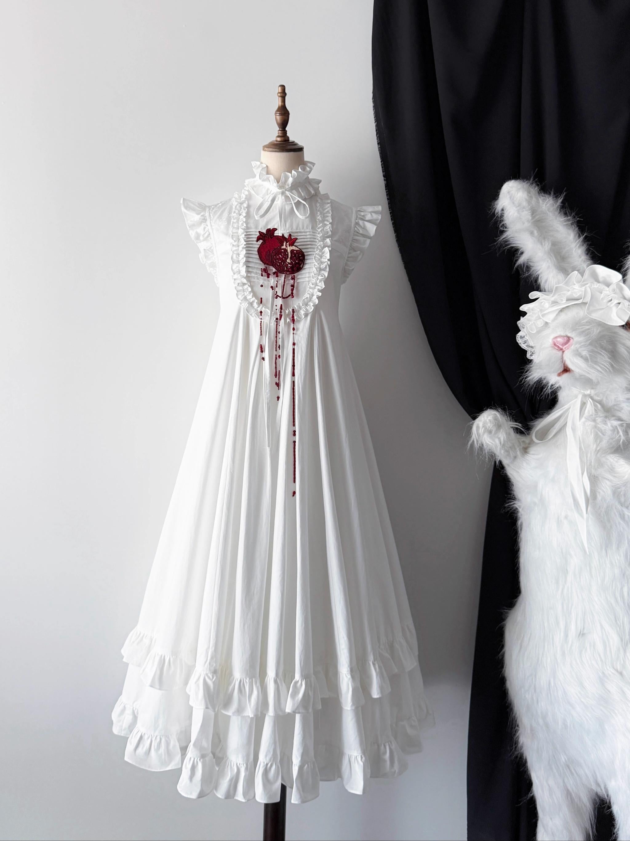 Flower Messenger - Dream & Slumber - Gothic Lolita Blood Print Dress, Detachable Sleeves 44356:805249