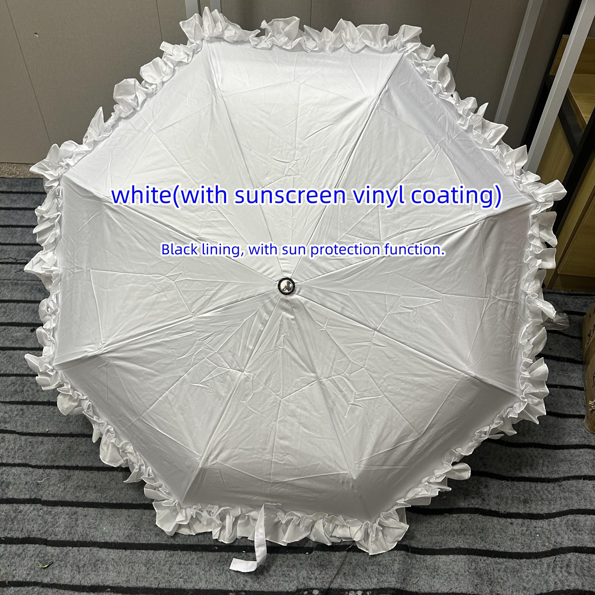 Fresh Flounce Foldable Princess Lolita Parasol white(with sunscreen vinyl coating))