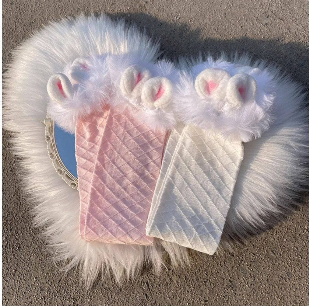 Hua Nai Cat - Winter Lolita Socks Cute Plush Lace Calf Socks