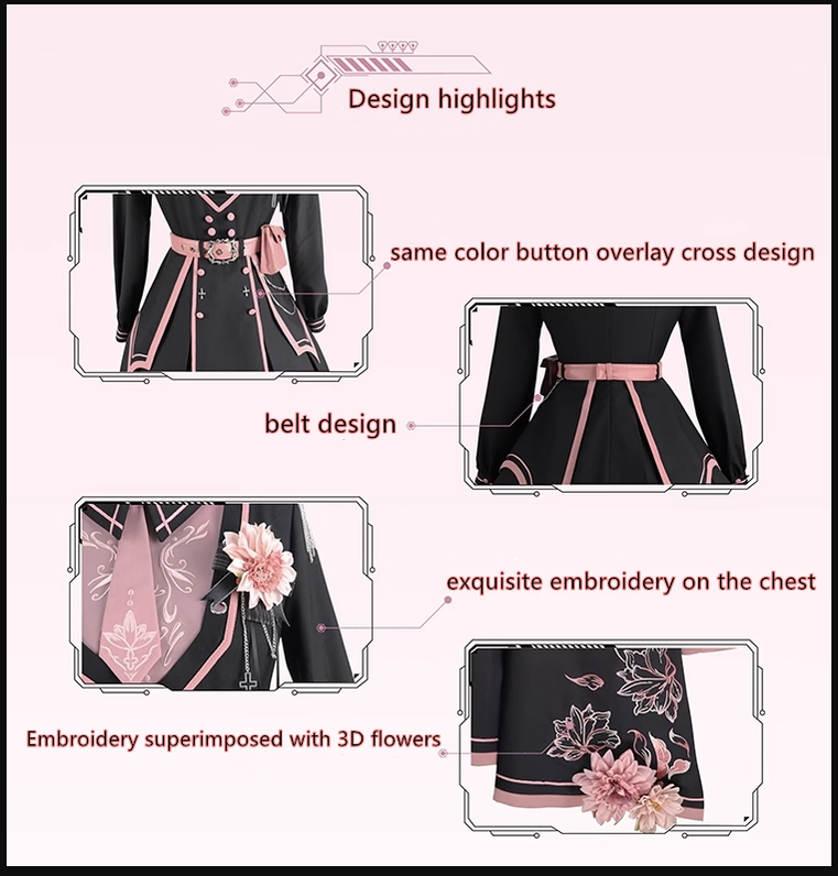 (BFM)Chunlv Lolita~Dark Pink Military Lolita OP Dress Lolita Cloak 29666:354772