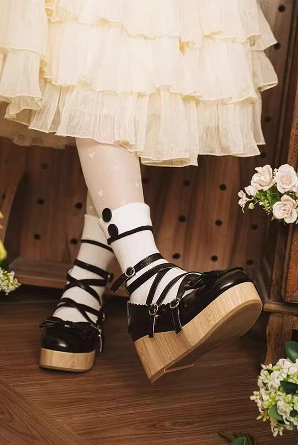 MODO - Old School Tata - Kawaii Lolita Hight Platform Shoes with Round Toe 42310:736266