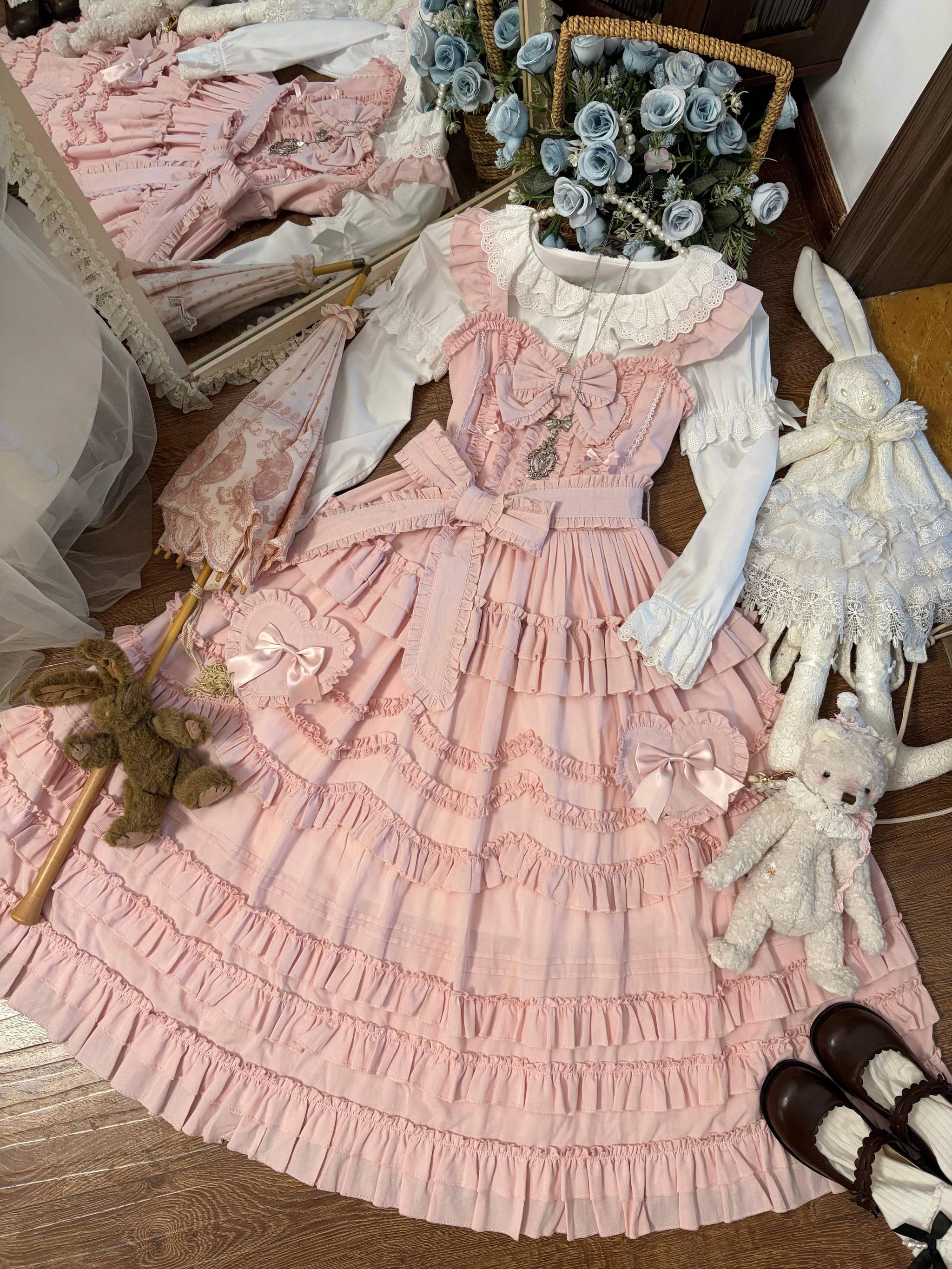 Loveheart - Solid Classic Lolita JSK Dress, Tiered Hem (L M S) 44486:810082