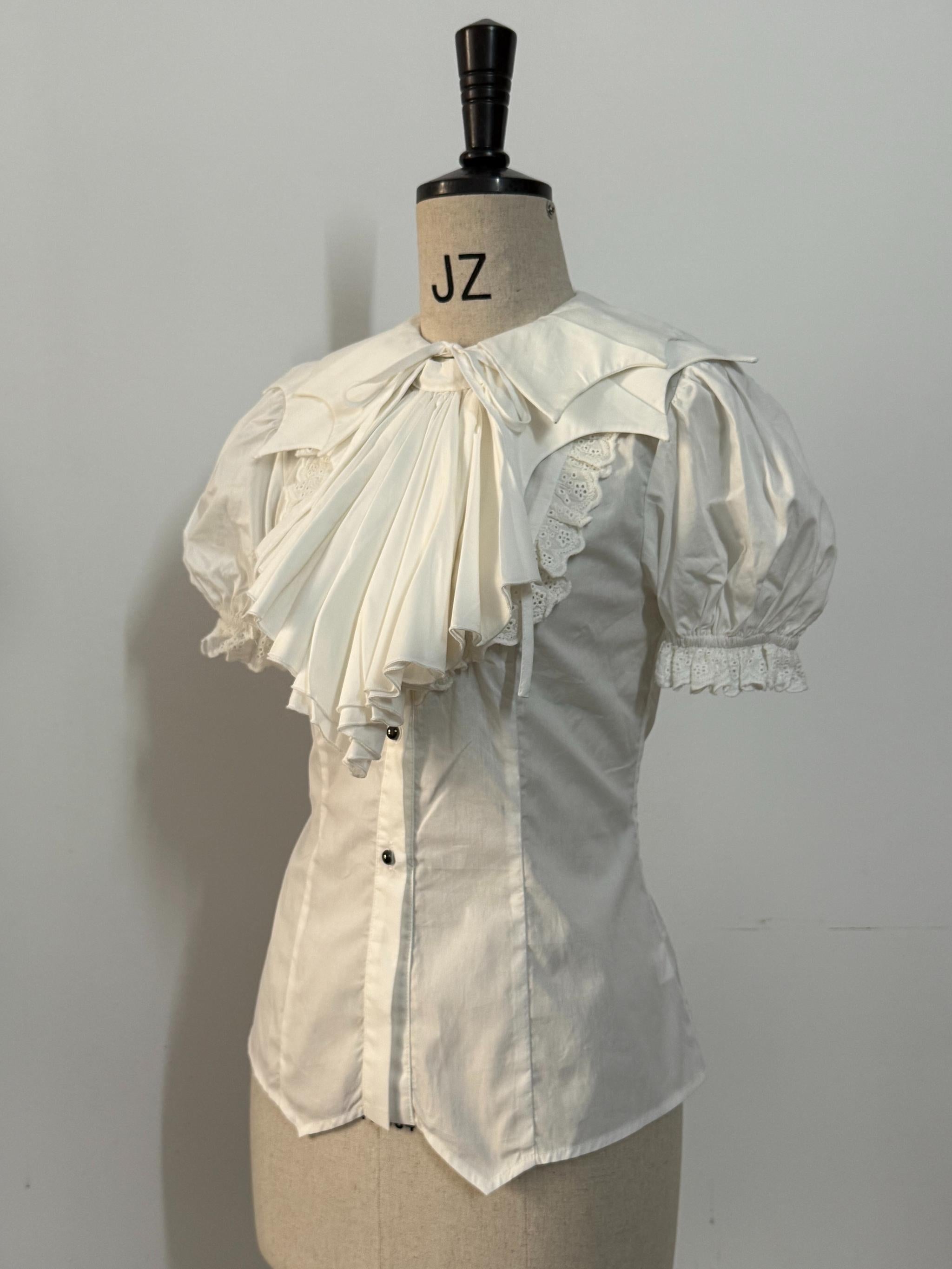 Gazing Galactic - Dusk Melody - Gothic Lolita Bat Shaped Collar Shirt, Detachable Jabot (2XL L M S XL) 44089:795699