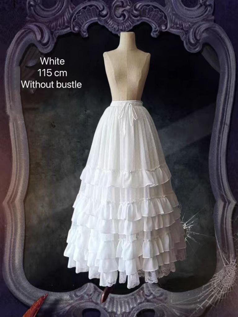 Teddy Bear - Wedding Lolita Petticoat Princess Underwear Extended Base Skirt S-M White / 45.3" (115 cm)