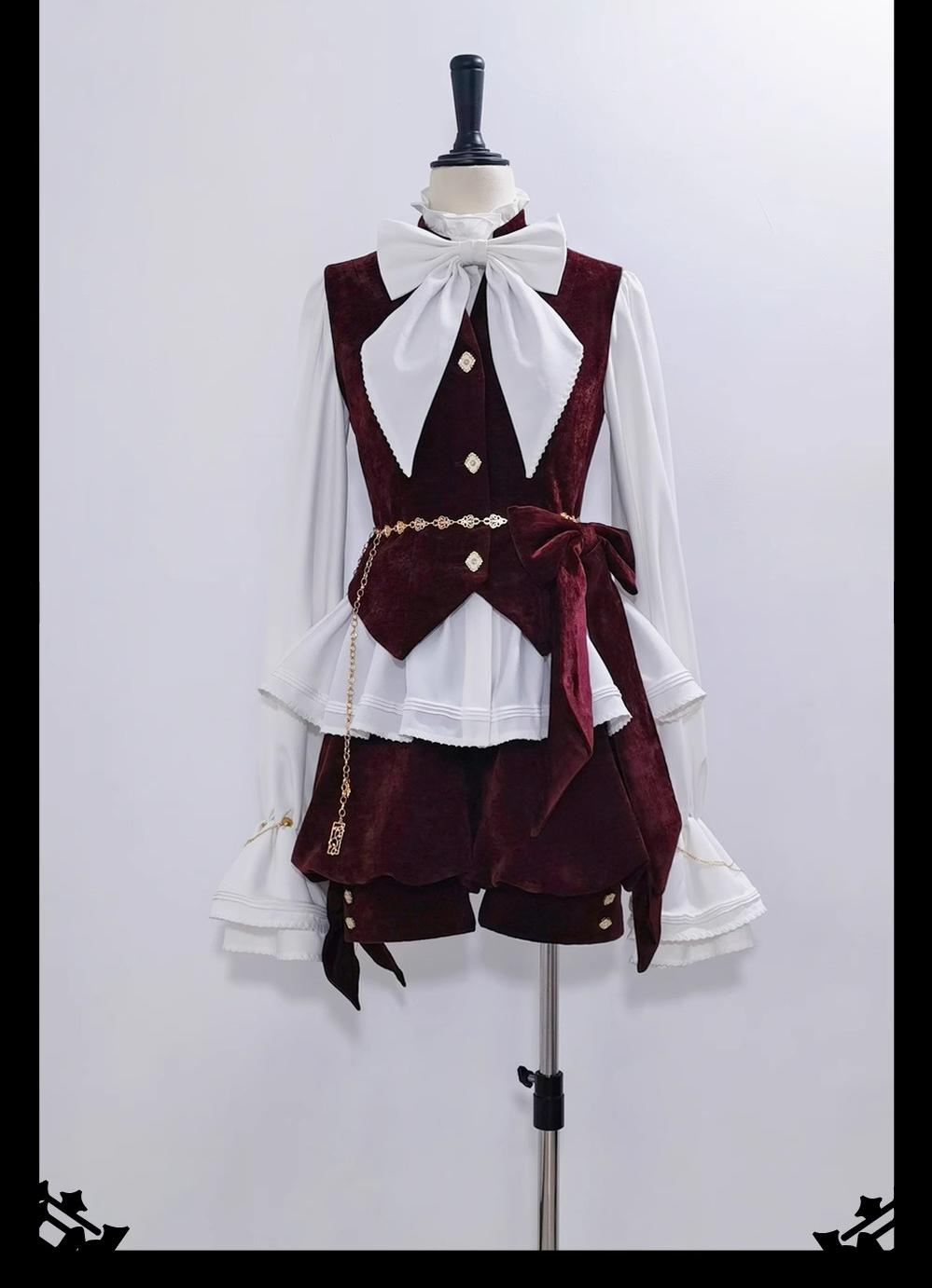 Hunting Rabbit - Vintage Red Ouji Suit With Bunny Ear Hooded Jacket Vest only XS
