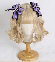 Xiaogui - Sweet Lolita Ribbon Bow Hair Clips a pair of letters black and purple clips