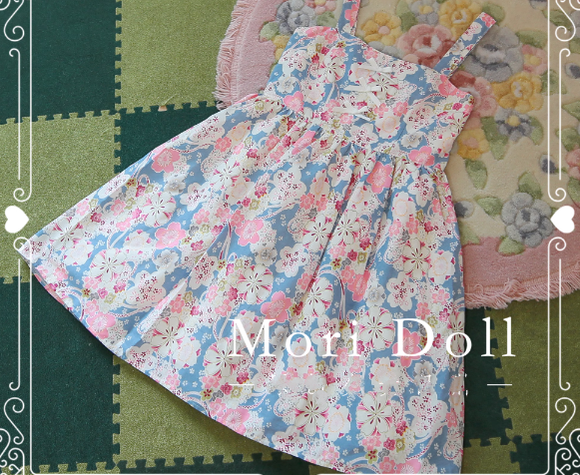 Mori Doll - Daily Lolita Colorful Patterns JSK Multicolors S blue Sakura Print