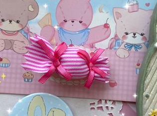 Bear Doll - Augustina - Sweet Lolita Candy Hair Clip and Brooch rose striped barrette