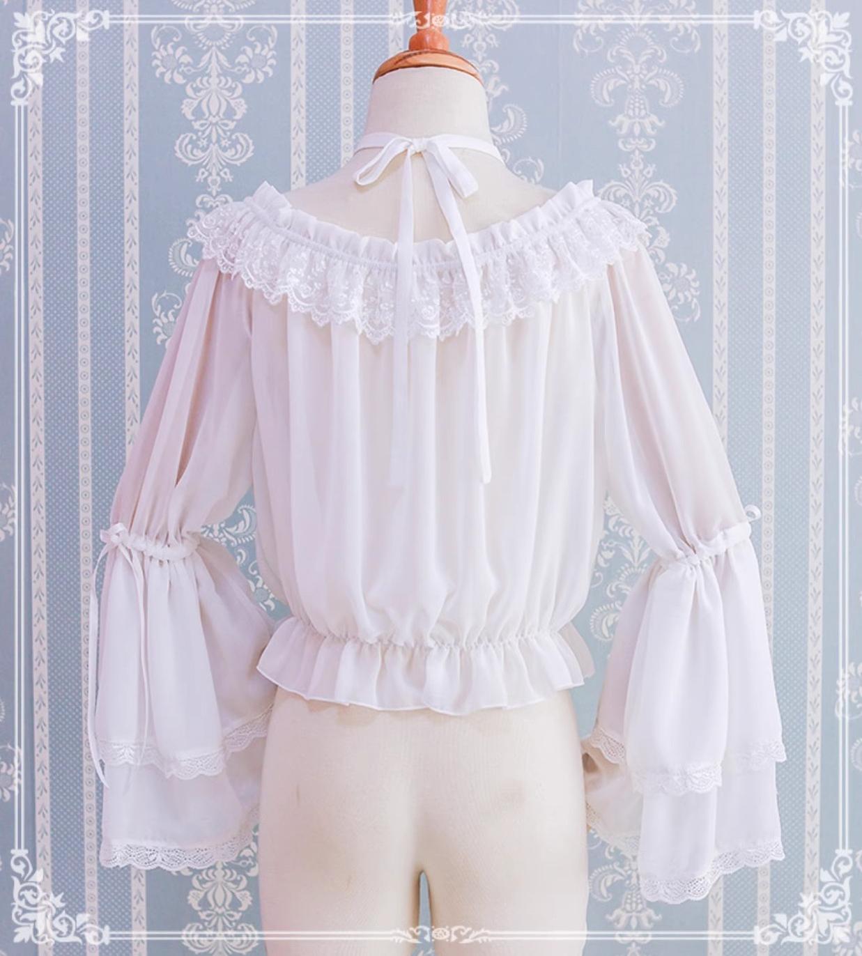 Eieyomi - Iris Love - Elegant Lolita Lightweight Jumper Dress Long-sleeve Blouse Only (one size / M) S