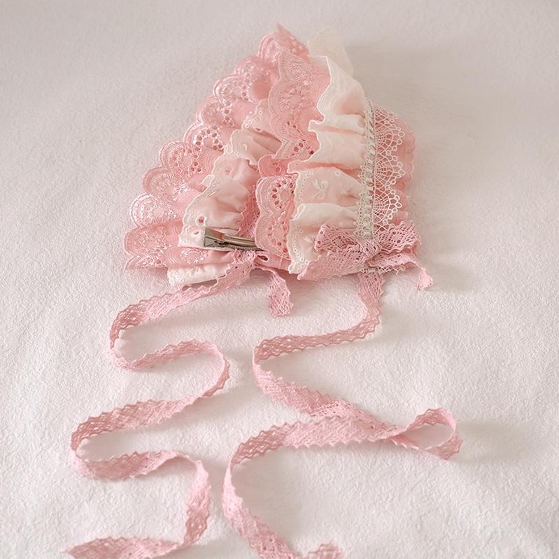 Xiaogui - Sweet Lolita Headdress Pink & White Lace Hairband