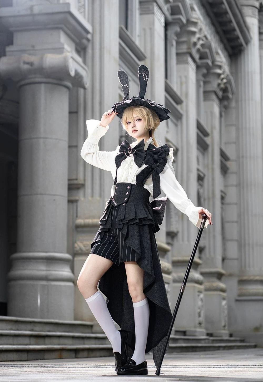 Rabbit Theater - Ouji Lolita Blouse and Waistband Set, Suspender-style 45982:870567