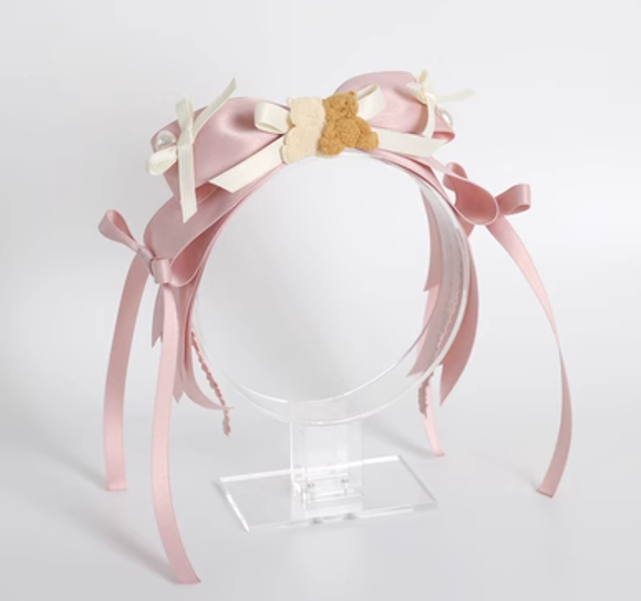 Xiaogui - Macarons Bear - Kawaii Lolita Bow Headbands and Hair Clips No.7 bear bow hair hoop