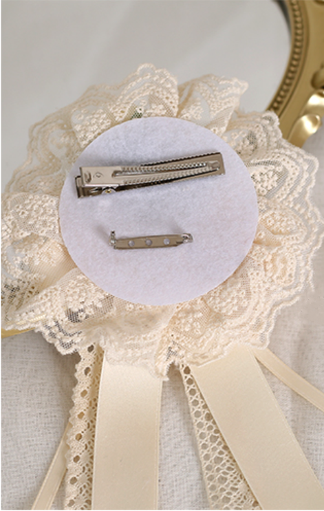 Xiaogui - Sweet Lolita Ivory Lace bow Hair Accessories