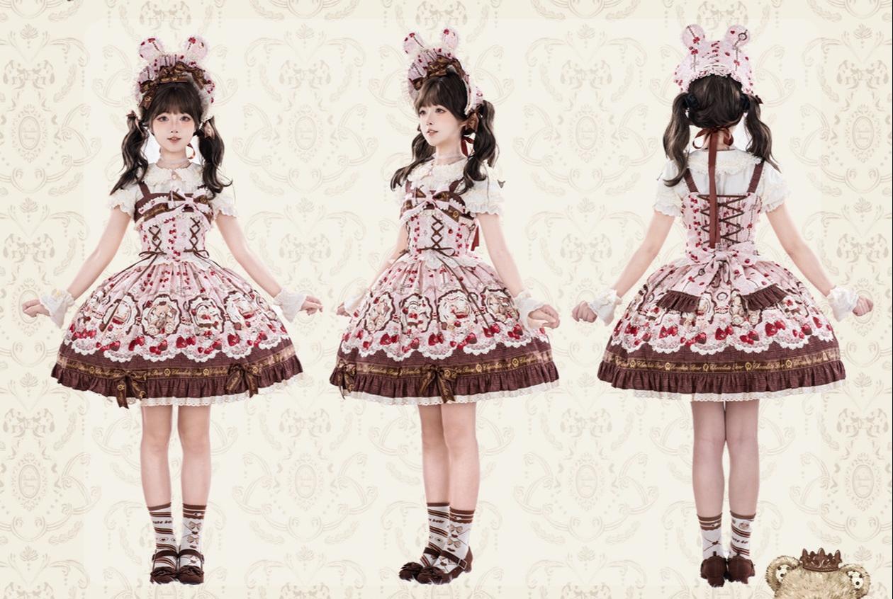 Cookie Treasure Box - Sweet Lolita Dessert Printed JSK Dress with Ribbon Bows 45542:851717